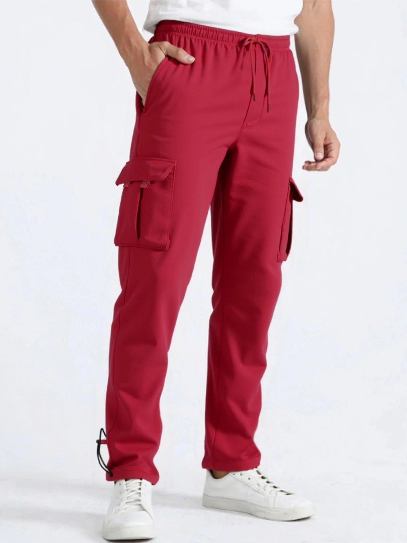 Men's Straight Fit Jogger Sweatpants, loose Oversized Multi-Pocket