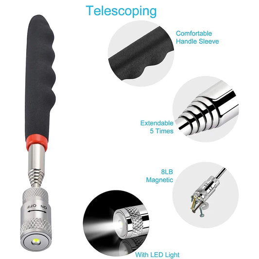 Telescopic Magnetic Pickup Rod, Extendable Retrieval Pen Tool