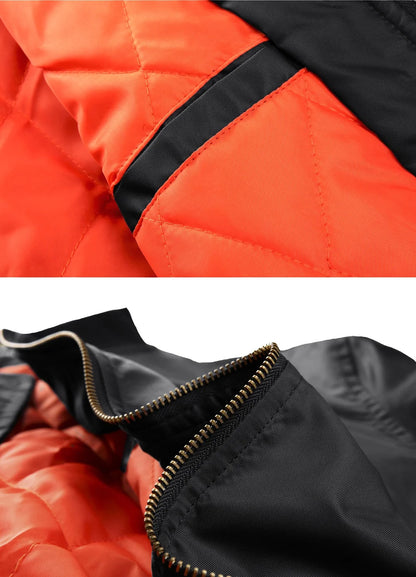 Men's Padded Bomber Jacket, Retro Pilot Varsity Streetwear Coat