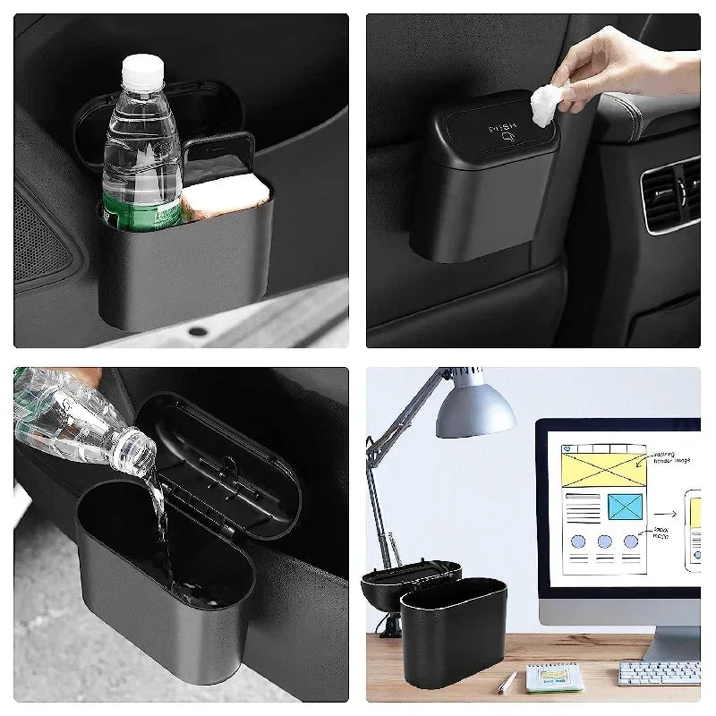 Mini Car Trash Can with Lid & 60 Garbage Bags