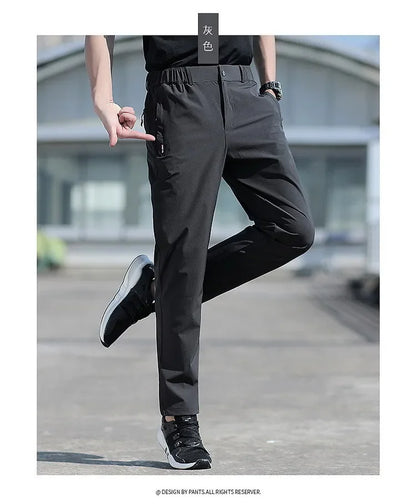Men's Ice Silk Summer Pants, quick Dry Stretch Up to 7XL