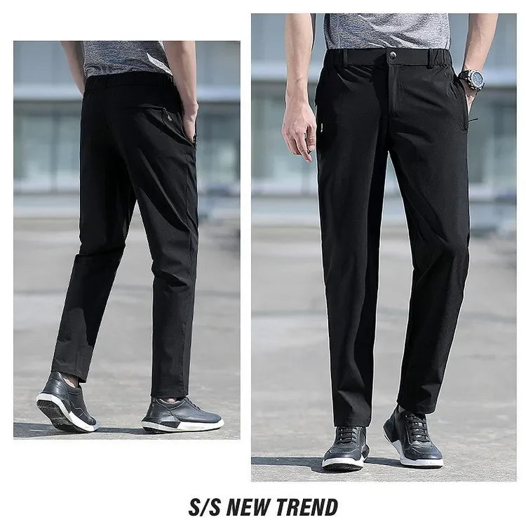 Men's Ice Silk Summer Pants, quick Dry Stretch Up to 7XL