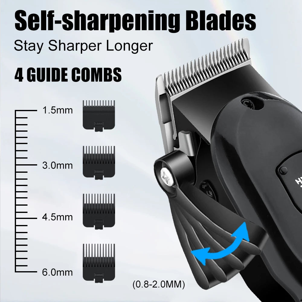 HIENA Professional Hair Clipper Kit, LCD Display Electric Grooming Set for Men