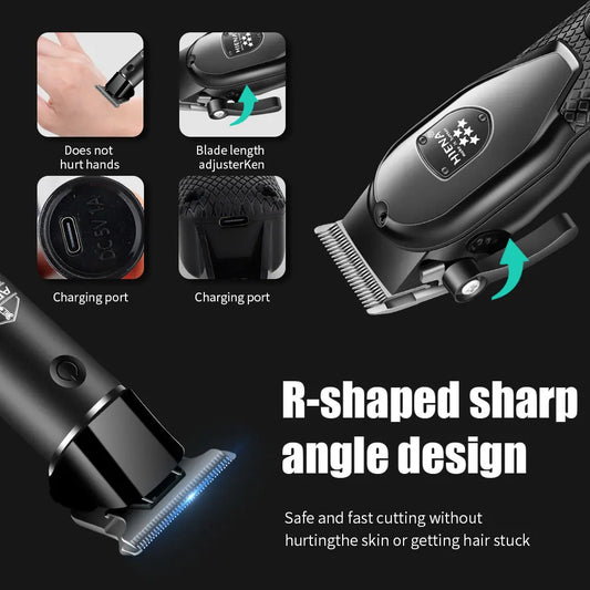 HIENA Professional Hair Clipper Kit, LCD Display Electric Grooming Set for Men