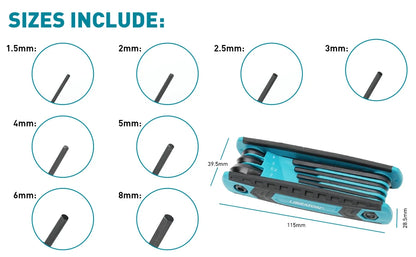 8-in-1 Folding Allen & Torx Wrench Set, Metric Hex Key Kit