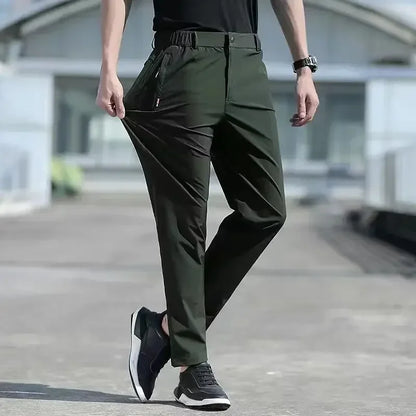 Men's Ice Silk Summer Pants, quick Dry Stretch Up to 7XL