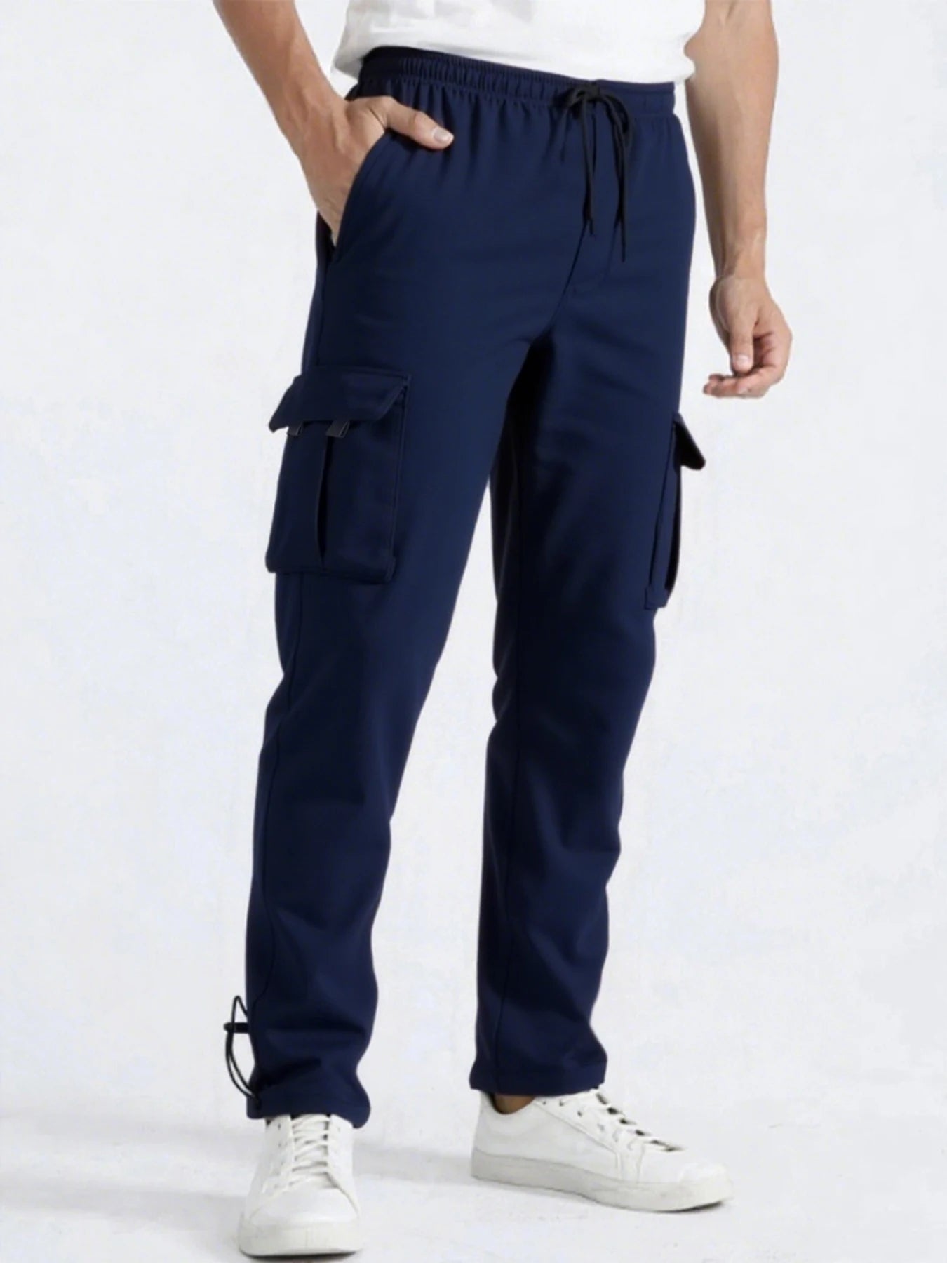 Men's Straight Fit Jogger Sweatpants, loose Oversized Multi-Pocket