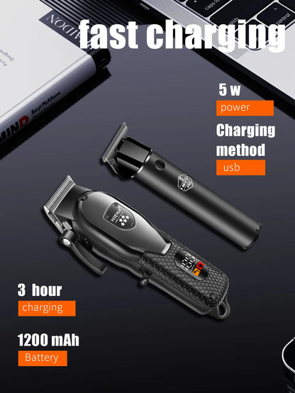 HIENA Professional Hair Clipper Kit, LCD Display Electric Grooming Set for Men