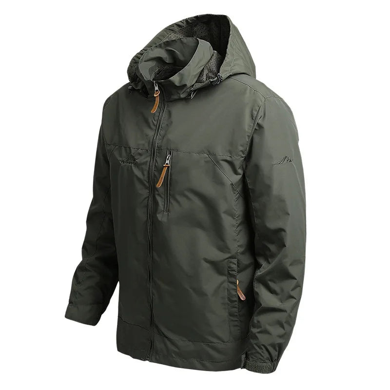 Men's Tactical Windbreaker Jacket, Waterproof Hooded Field Coat Up to 5XL