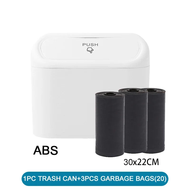 Mini Car Trash Can with Lid & 60 Garbage Bags