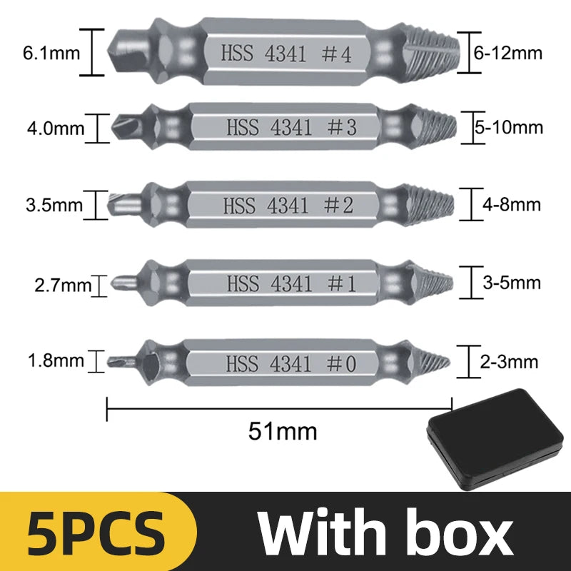 Damaged Screw & Broken Bolt Extractor Set