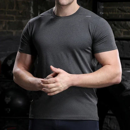 Men's Quick Dry Short Sleeve Sports Top, Breathable Cycling & Running Tee