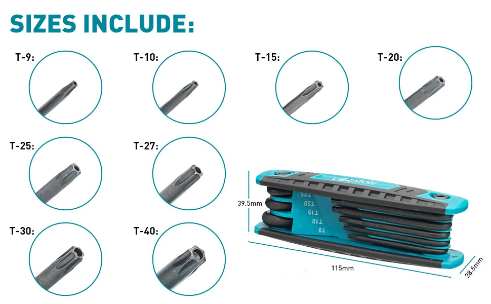 8-in-1 Folding Allen & Torx Wrench Set, Metric Hex Key Kit