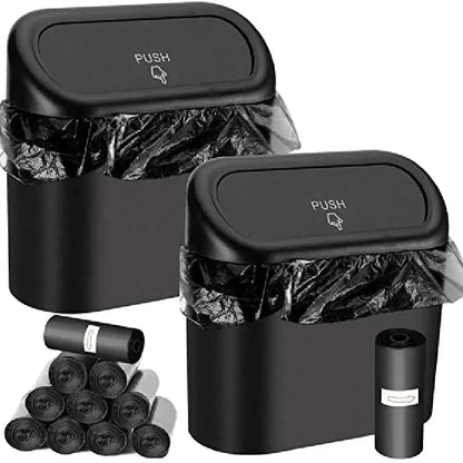 Mini Car Trash Can with Lid & 60 Garbage Bags
