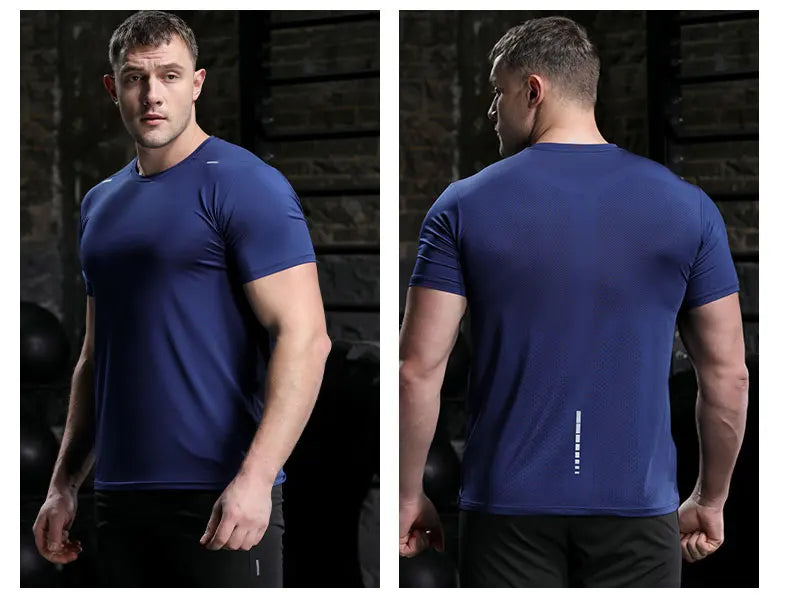 Men's Quick Dry Short Sleeve Sports Top, Breathable Cycling & Running Tee