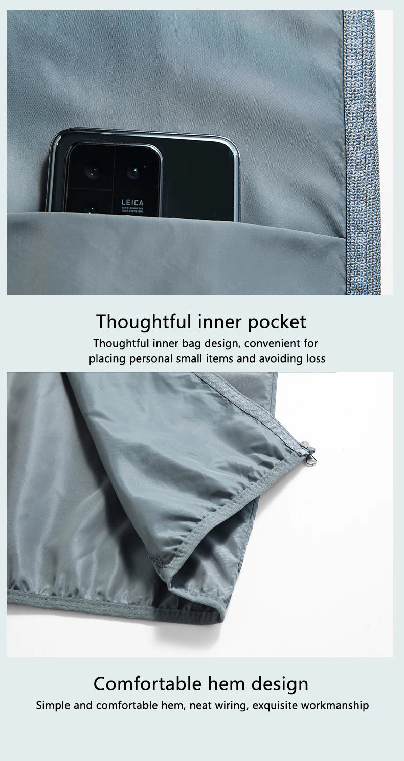 Men's Waterproof Windbreaker, Quick Dry Sun Protection Jacket