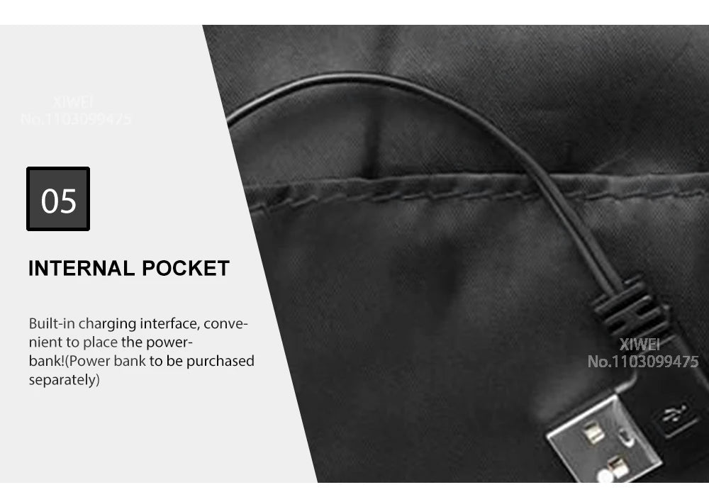 USB Electric Heated Jacket,2-21 Heating Zones