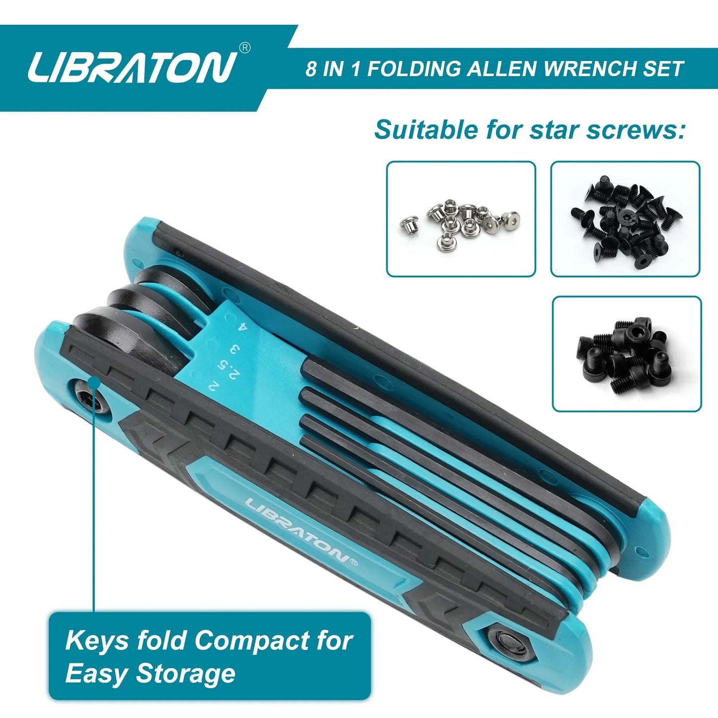 8-in-1 Folding Allen & Torx Wrench Set, Metric Hex Key Kit