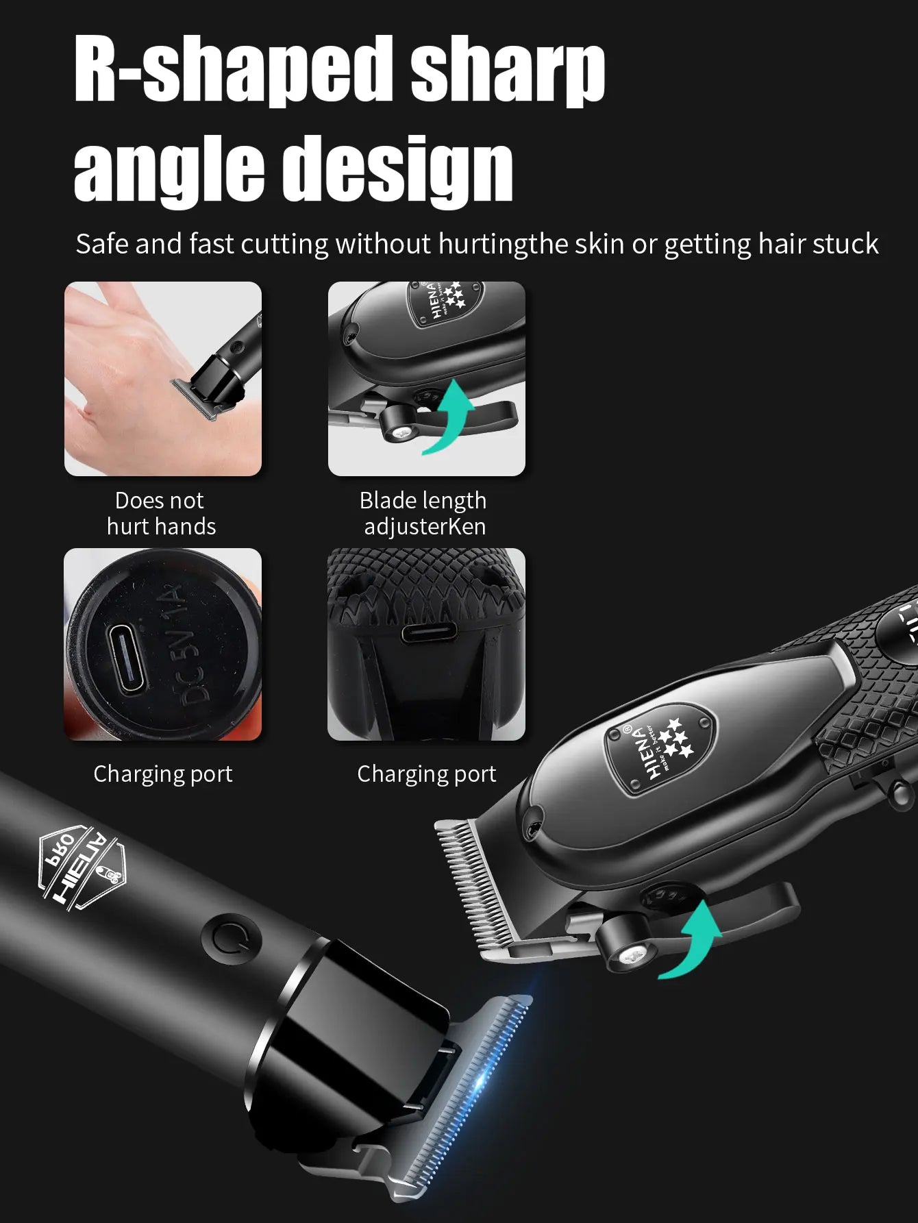 HIENA Professional Hair Clipper Kit, LCD Display Electric Grooming Set for Men