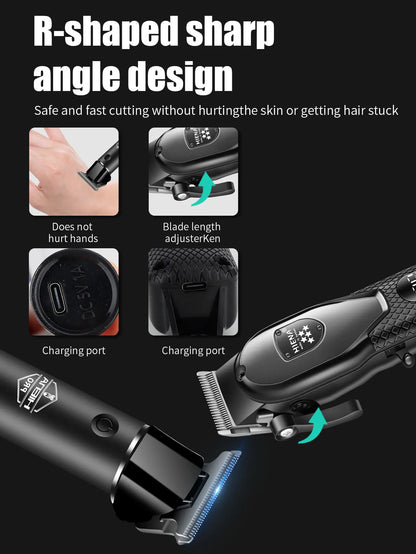 HIENA Professional Hair Clipper Kit, LCD Display Electric Grooming Set for Men