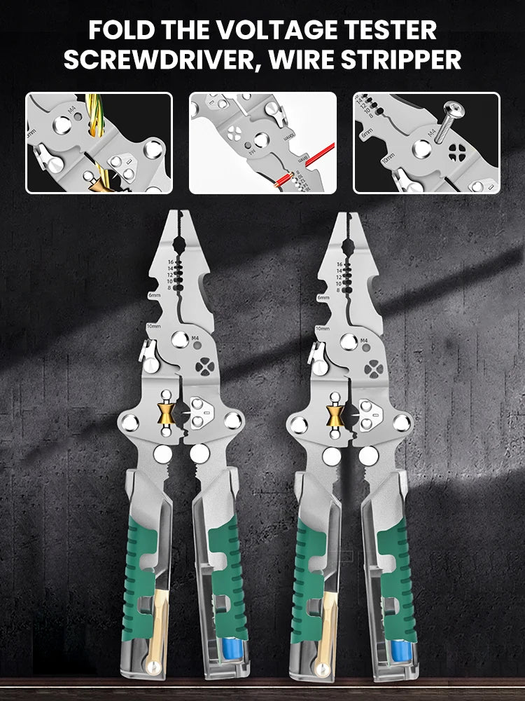 Foldable Wire Stripper & Crimping Pliers — Multifunctional