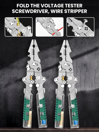 Foldable Wire Stripper & Crimping Pliers — Multifunctional