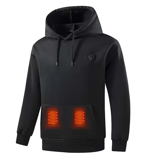 Men's USB Electric Heated Hoodie, Fleece Outdoor Pullover Sweatshirt