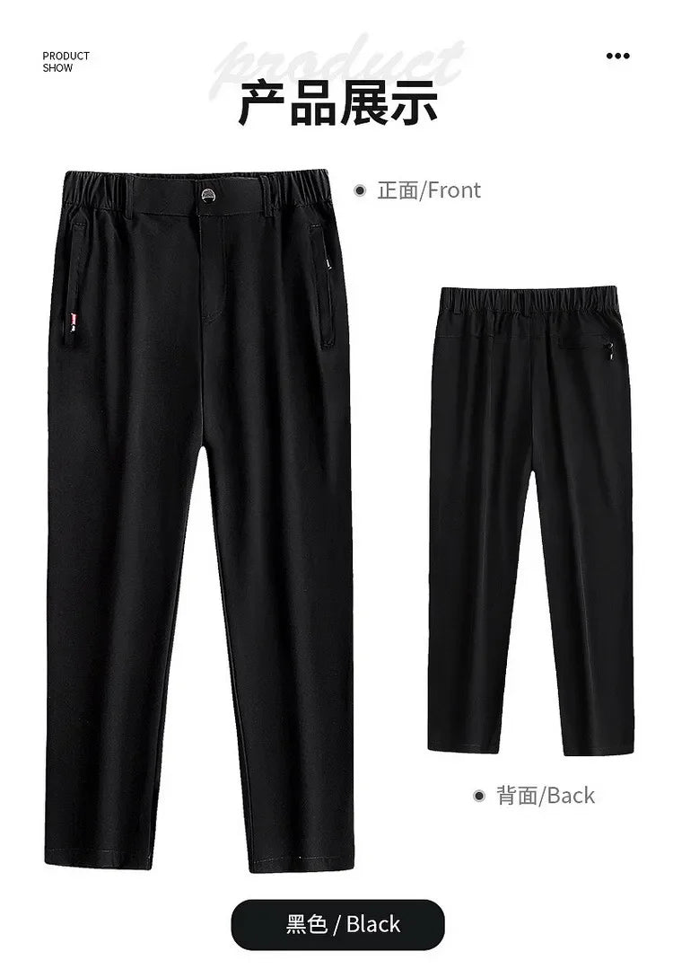 Men's Ice Silk Summer Pants, quick Dry Stretch Up to 7XL