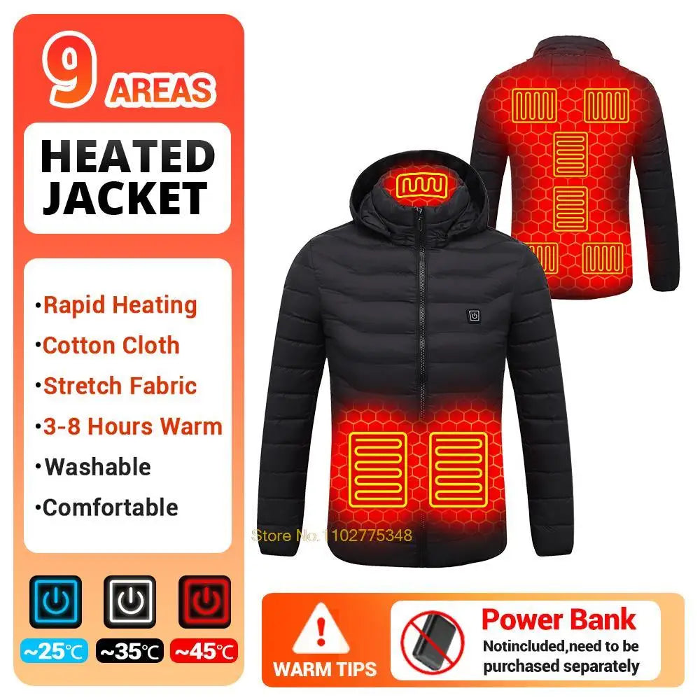 USB Electric Heated Jacket,2-21 Heating Zones