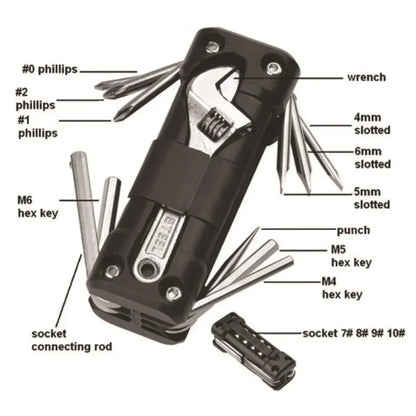 Motorcycle & Bicycle Multitool Kit — Tire Repair, Chain & Screwdriver Set