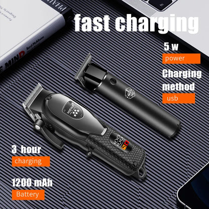 HIENA Professional Hair Clipper Kit, LCD Display Electric Grooming Set for Men