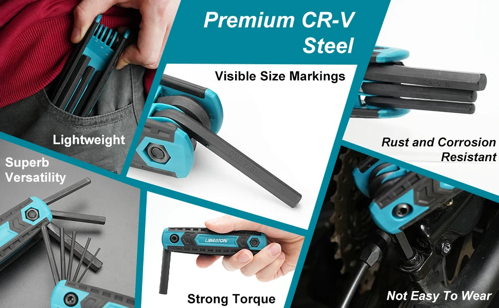 8-in-1 Folding Allen & Torx Wrench Set, Metric Hex Key Kit