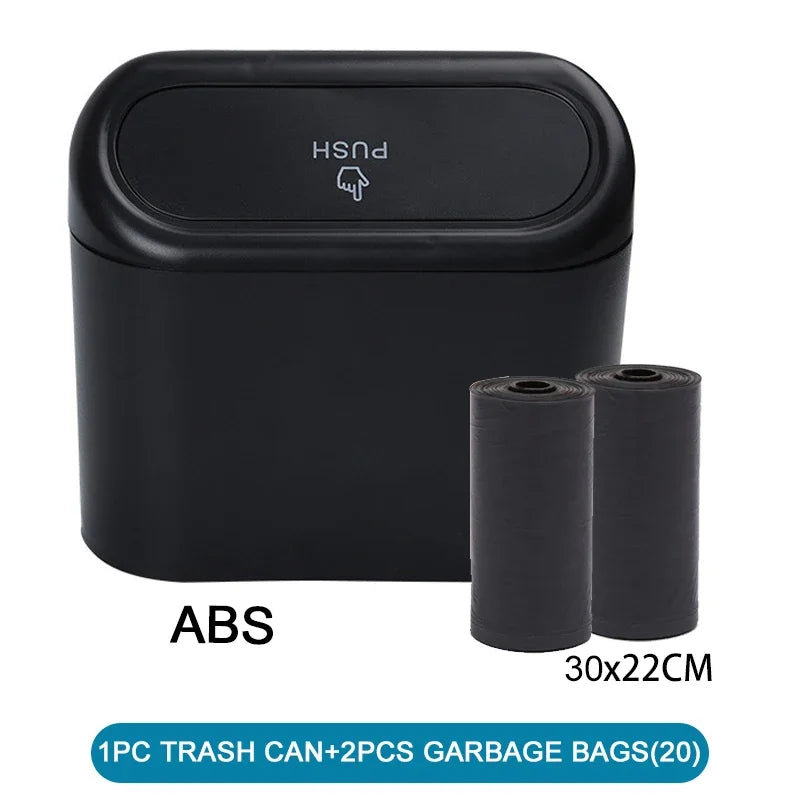 Mini Car Trash Can with Lid & 60 Garbage Bags