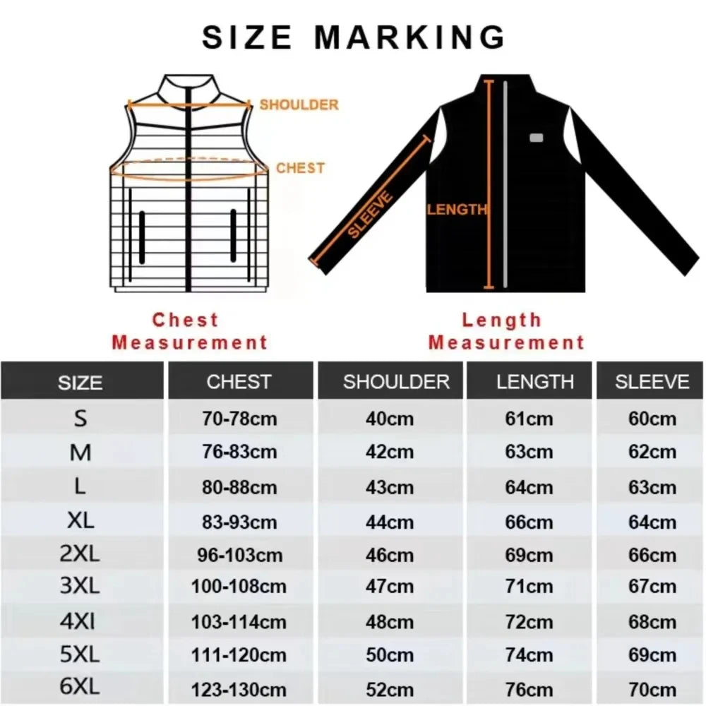 USB Electric Heated Jacket,2-21 Heating Zones