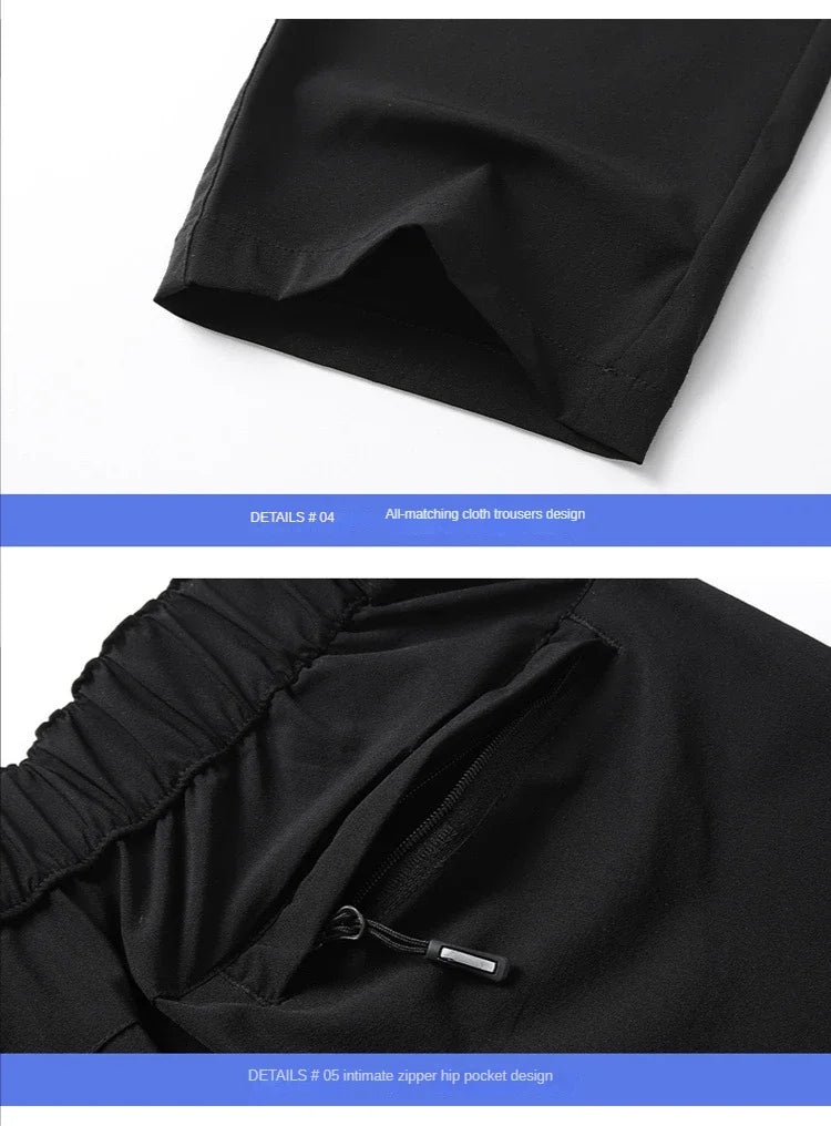 Men's Ice Silk Summer Pants, quick Dry Stretch Up to 7XL