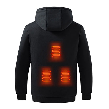 Men's USB Electric Heated Hoodie, Fleece Outdoor Pullover Sweatshirt