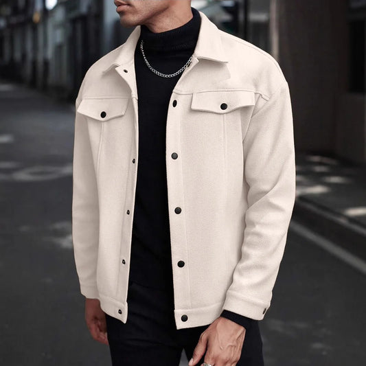 Men's Casual Shacket, Button-Up Overshirt Spring Jacket
