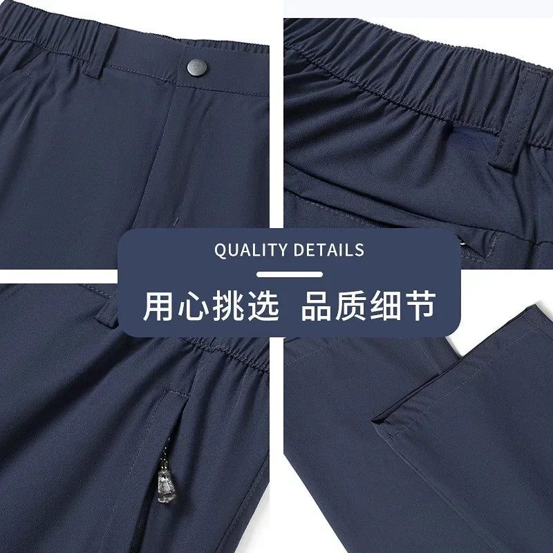 Men's Ice Silk Summer Pants, quick Dry Stretch Up to 7XL
