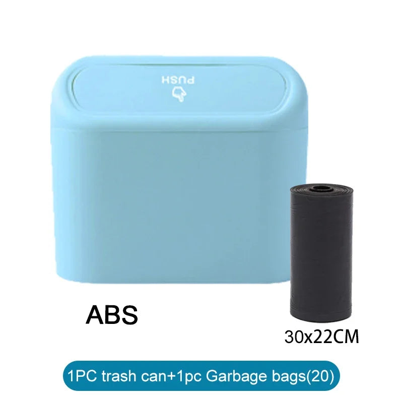 Mini Car Trash Can with Lid & 60 Garbage Bags