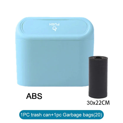 Mini Car Trash Can with Lid & 60 Garbage Bags