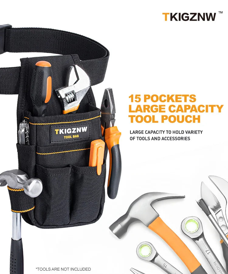 Tool Belt Pouch, 6 Pockets & 9 Screwdriver Loops