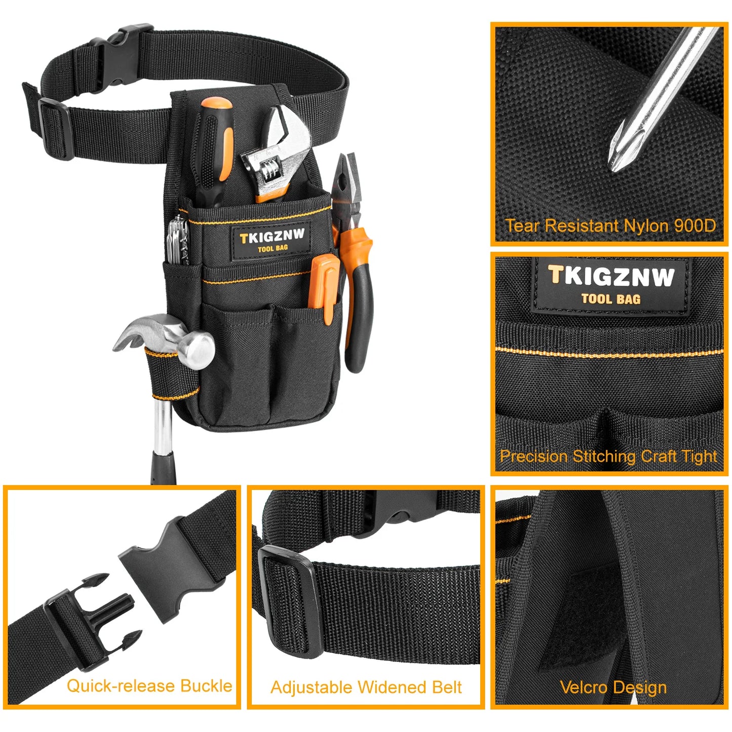Tool Belt Pouch, 6 Pockets & 9 Screwdriver Loops