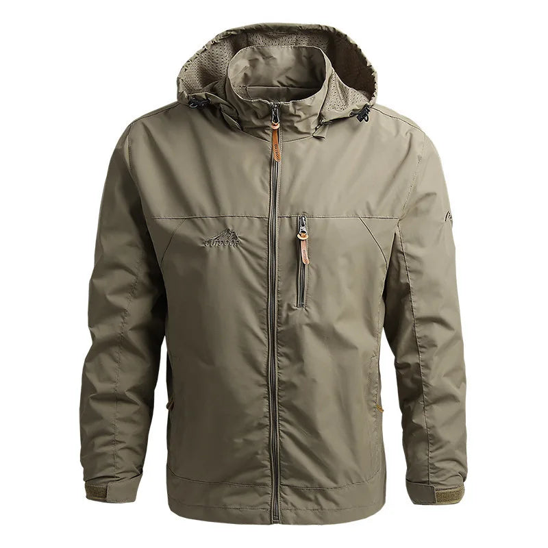 Men's Tactical Windbreaker Jacket, Waterproof Hooded Field Coat Up to 5XL