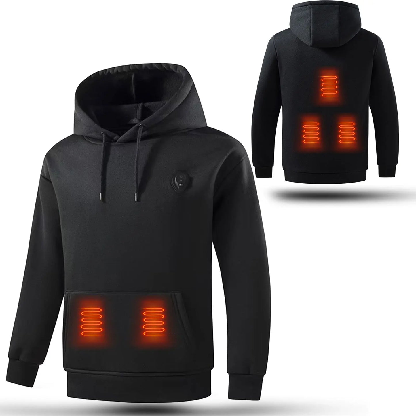 Men's USB Electric Heated Hoodie, Fleece Outdoor Pullover Sweatshirt