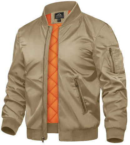 Men's Padded Bomber Jacket, Retro Pilot Varsity Streetwear Coat