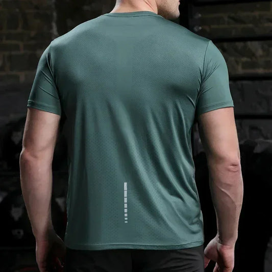 Men's Quick Dry Short Sleeve Sports Top, Breathable Cycling & Running Tee