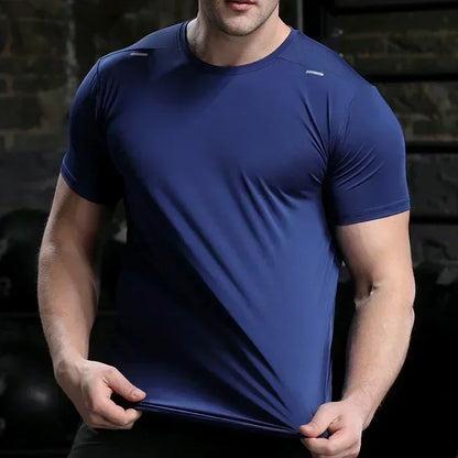 Men's Quick Dry Short Sleeve Sports Top, Breathable Cycling & Running Tee