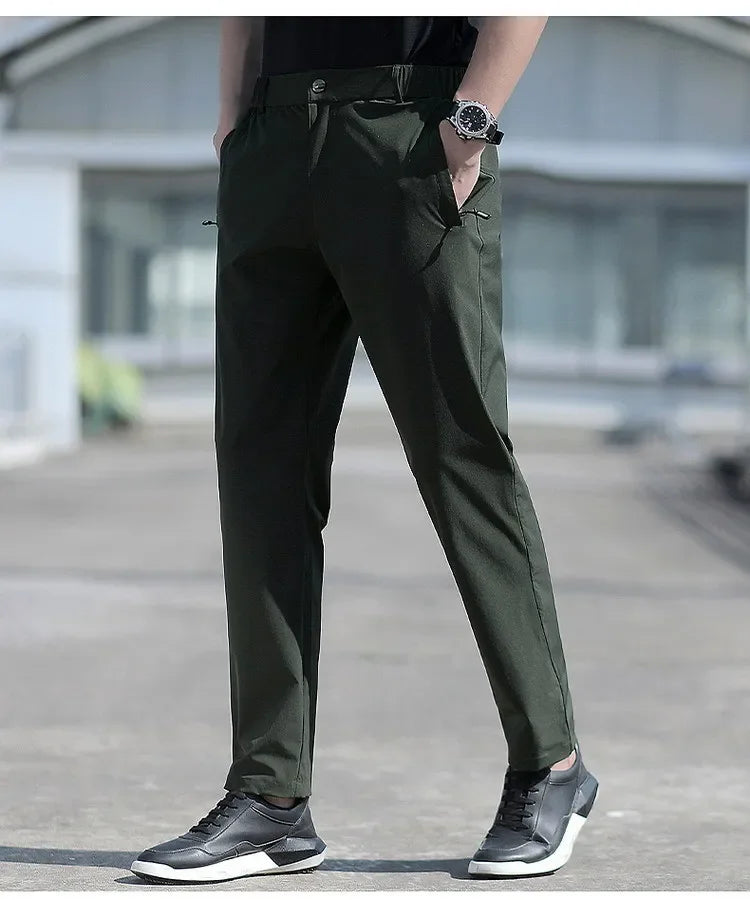 Men's Ice Silk Summer Pants, quick Dry Stretch Up to 7XL