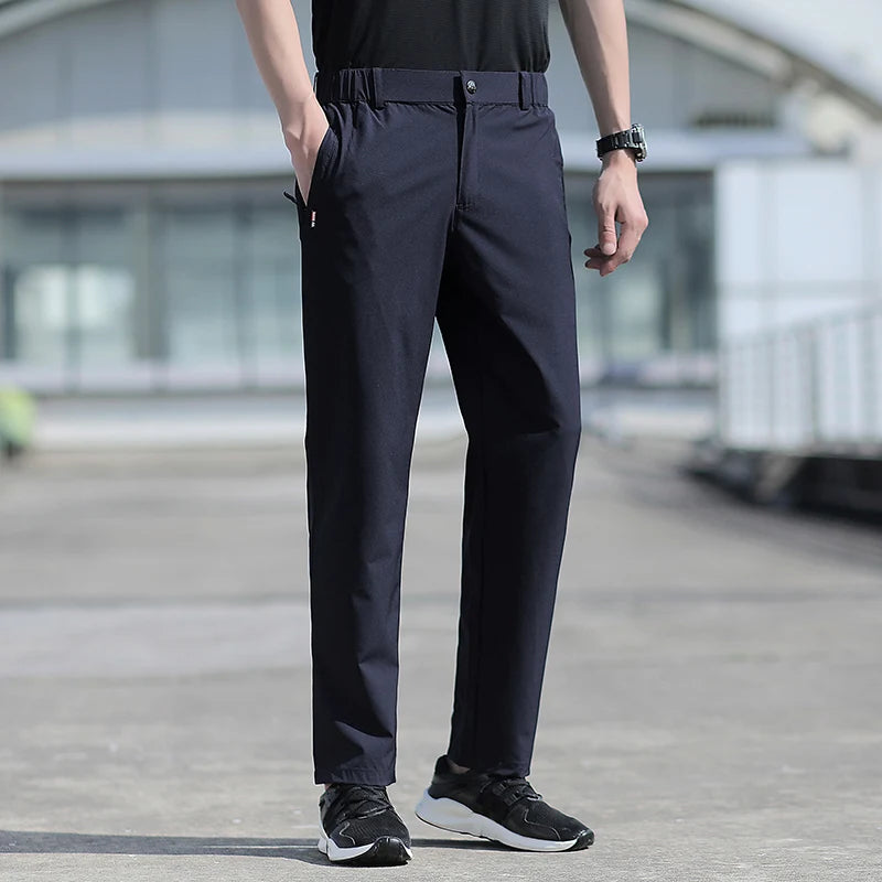 Men's Ice Silk Summer Pants, quick Dry Stretch Up to 7XL