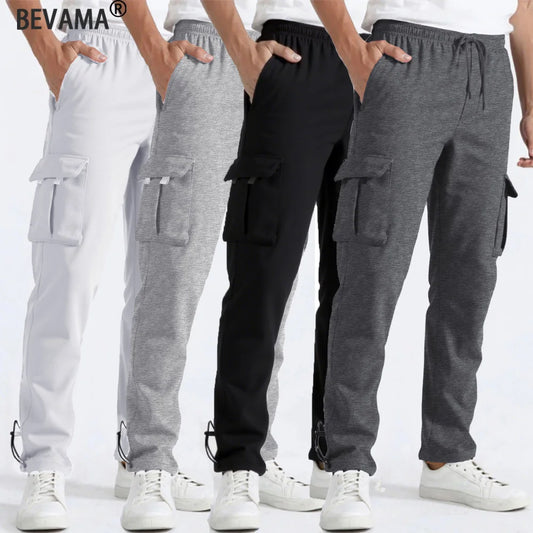 Men's Straight Fit Jogger Sweatpants, loose Oversized Multi-Pocket